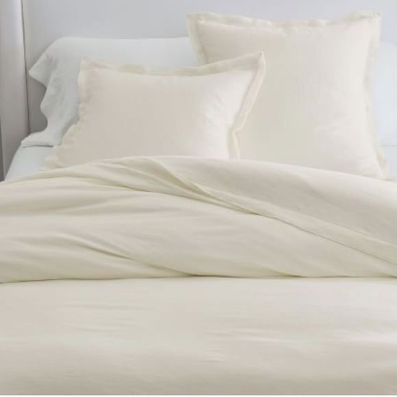 Belgian Flax Linen Euro Sham, Ecru Classic Ivory - Picture 3 of 3